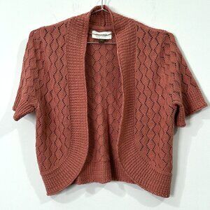 SONOMA S Crop Sweater Rust Orange Cotton Open Front Cardigan Short Sleeve